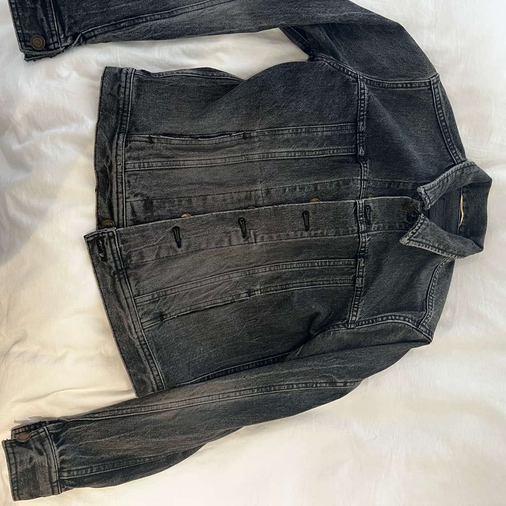 Saint Laurent Black Denim Jacket with Heart Patch